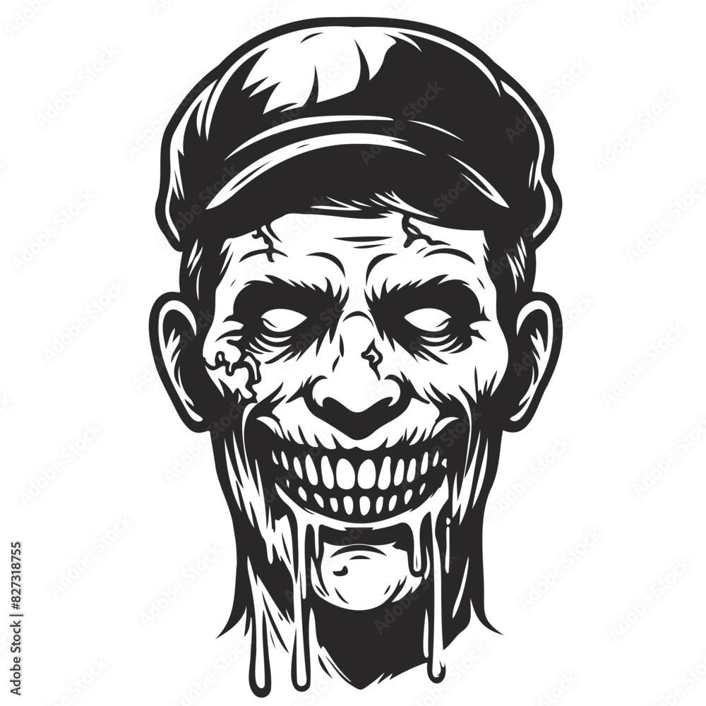 zombie plumber with hat line art. zombie plumber with hat line art.