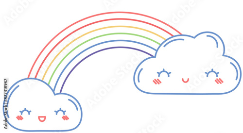 Regenbogen mit niedluchen Wolken, Vektor