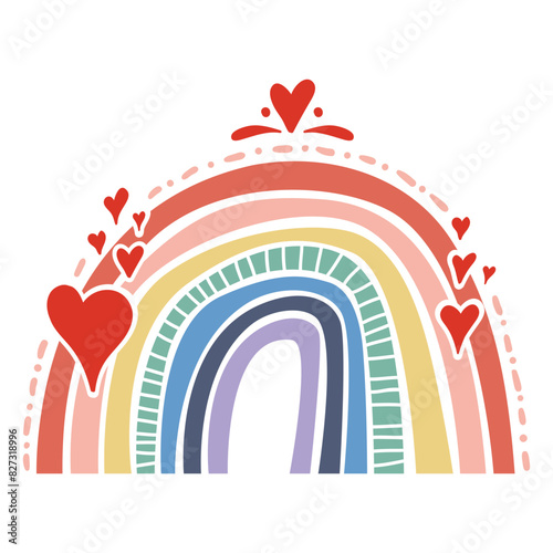 Süßer Regenbogen mit Herzen
