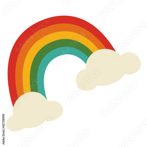 Retro Regenbogen mi Wolken. Vektor