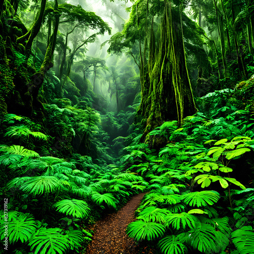 exotic dense green rainforest  ai-generatet