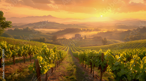 Tranquil Vineyard Sunset Serenity