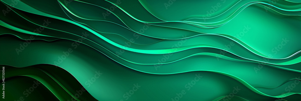 Obraz premium abstract green background with waves, green paper art, A green abstract background with wavy lines. for nature-themed designs, environmental concepts, or vibrant and modern digital art.green paper cut