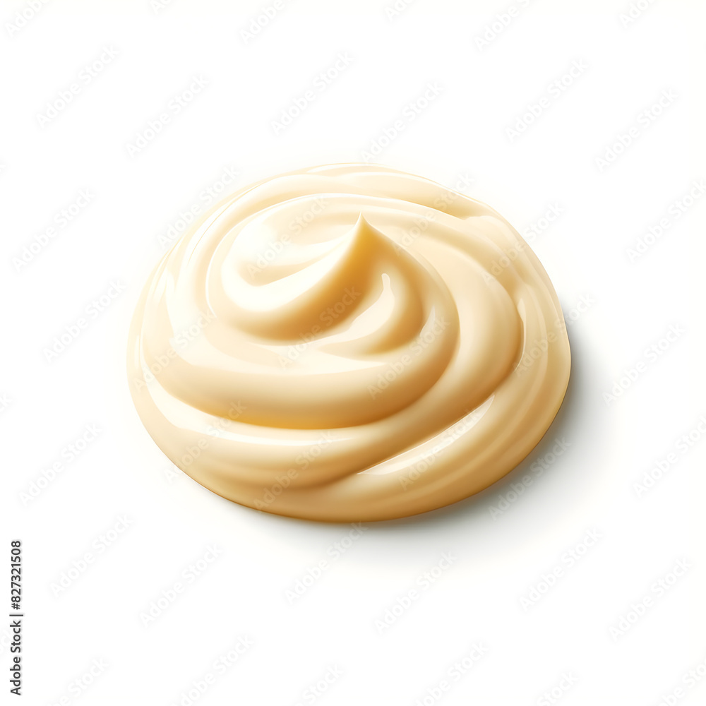 Close-up of Fresh, Creamy Light Yellow Mayonnaise in Swirled Dollop on White Background Smooth Texture and Rich Consistency Ideal for Food Culinary Blogs, and Advertising Concepts Close-up of Fresh, Creamy Light Yellow Mayonnaise in Swirled Dollop on White Background Smooth Texture and Rich Consistency Ideal for Food Culinary Blogs, and Advertising Concepts