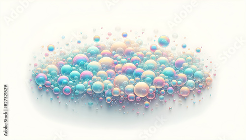 Surreal Colorful Bubbles Cluster with Ethereal Pastel Hues: Abstract Dream-like Art Featuring Shades of Blue, Pink, Purple, Mint Green and Soft Gradient Background Creating Calming, Whimsical