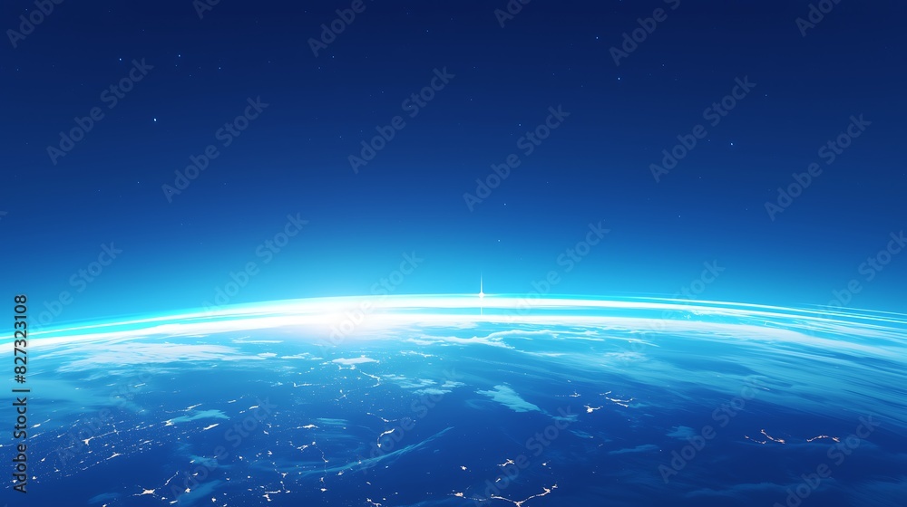 Nightly planet Earth in dark outer space.Illuminated Earth in Dark Blue Space Nightly planet Earth in dark outer space.Illuminated Earth in Dark Blue Space