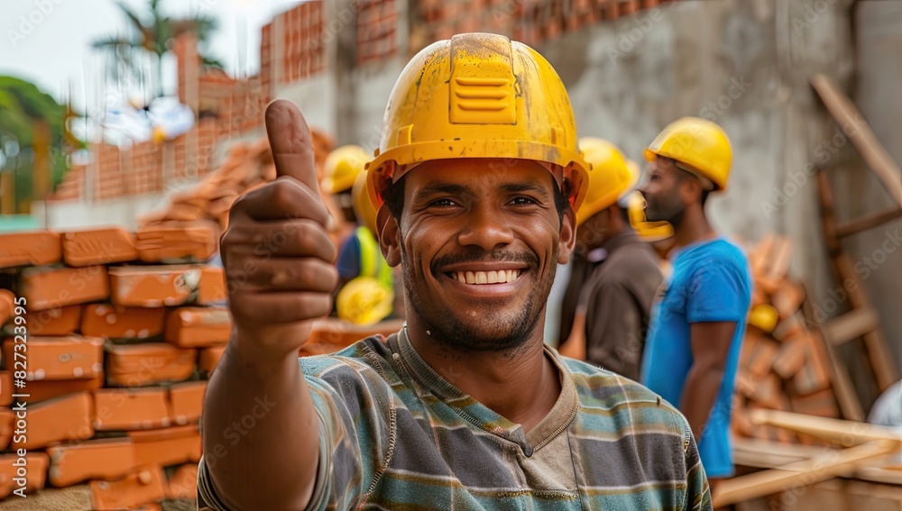 Smiling Construction Worker Giving Thumbs Up Smiling Construction Worker Giving Thumbs Up