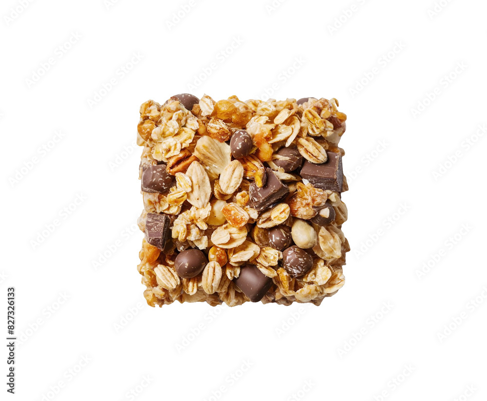 Healthy granola cereal bars with oats, nuts, and chocolate of stacked almond granola bars with loose almonds on transparent background Ai generative. Healthy granola cereal bars with oats, nuts, and chocolate of stacked almond granola bars with loose almonds on transparent background Ai generative.