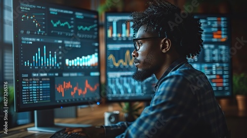 analyst working on business analytics dashboard