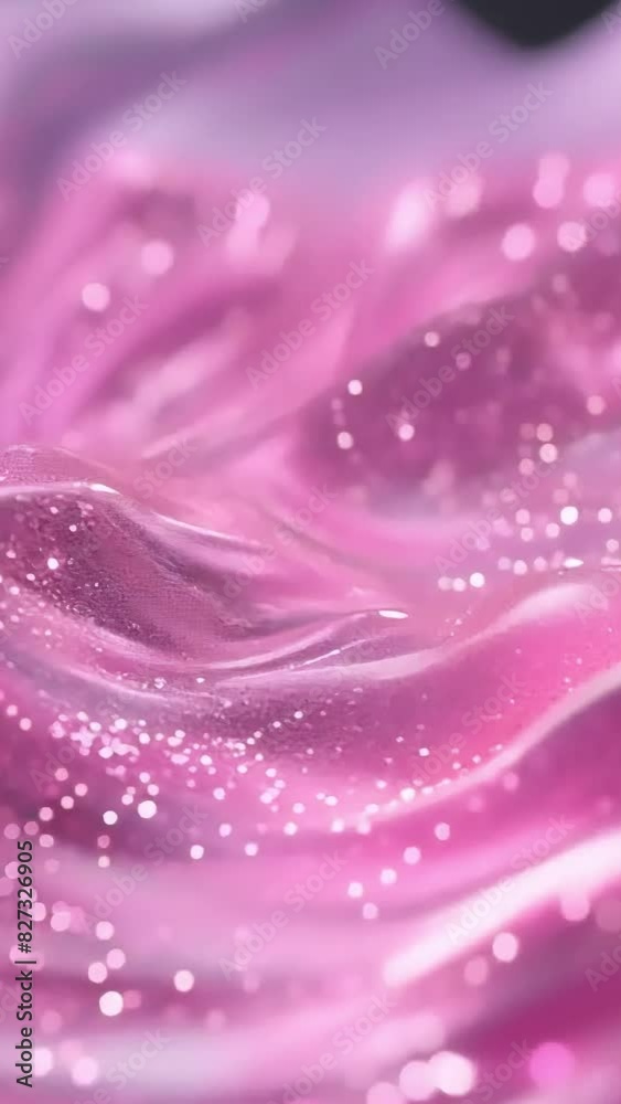A surreal flow of glossy pink glittery liquid forming waves, Abstract liquid background, pink Liquid Waves
