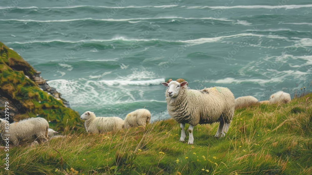 Sheep Alongside the Seashore