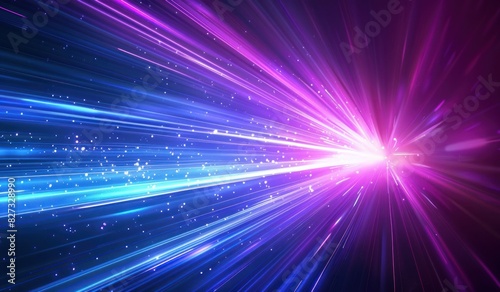 Abstract background with blue and purple light rays against a dark background in the style of digital art and a technology concept