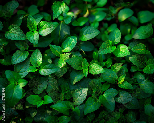 Green leaves close up, blurred green natural bacground. Ecology, organic, earth day. Save earth, pure water concept. Generated AI