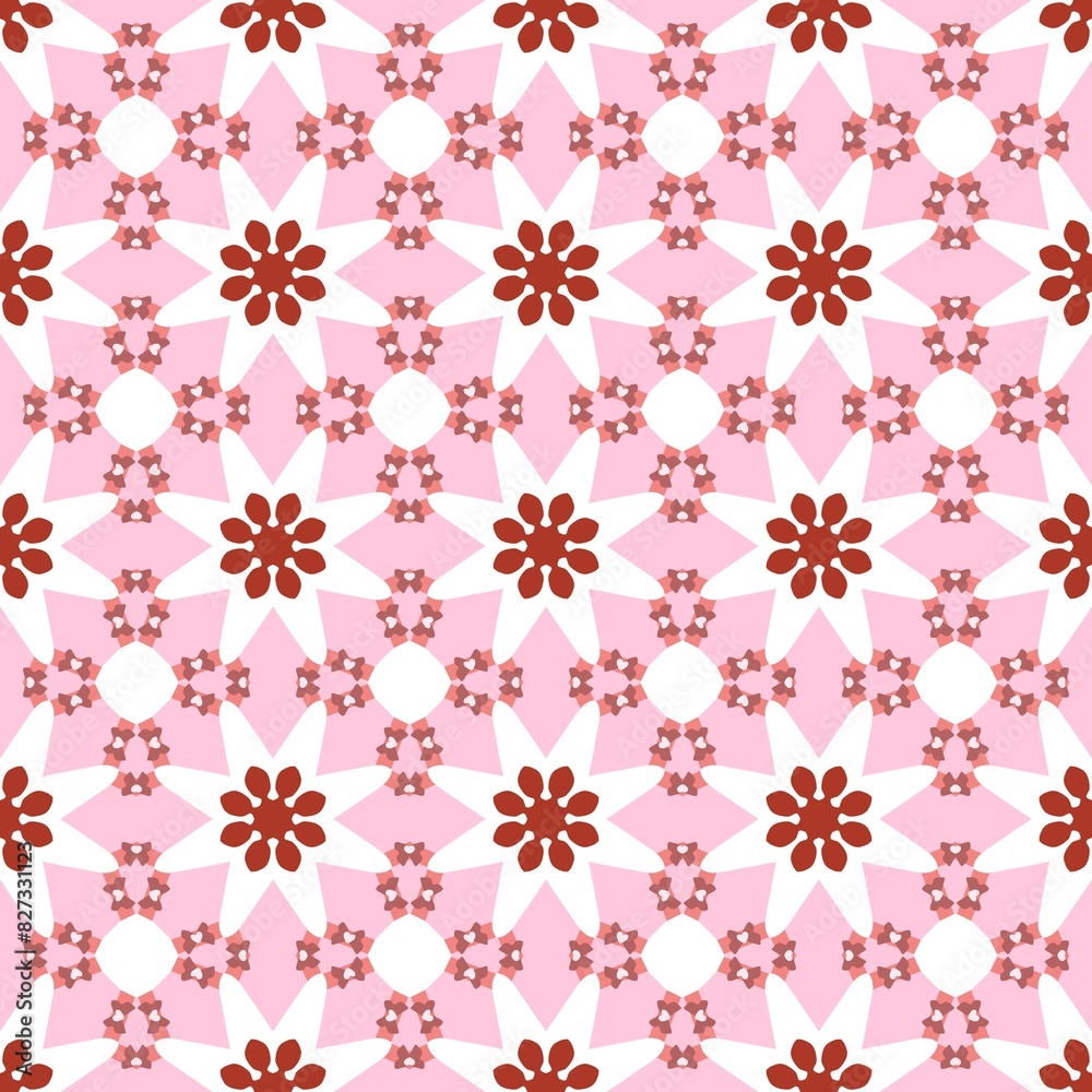 Pink and red floral pattern with an intricate design Pink and red floral pattern with an intricate design
