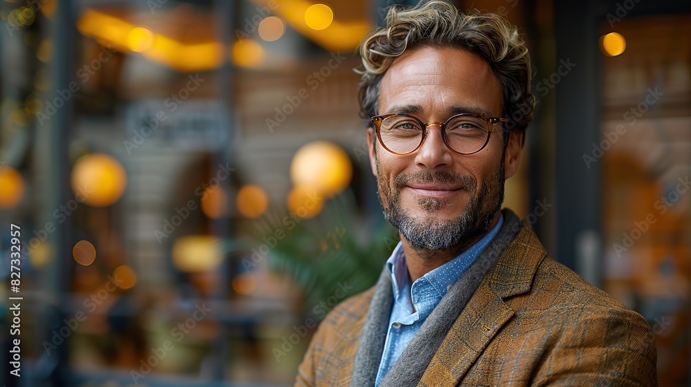 businessman with a laptop smiling outside a boardroom before meeting with colleagues businessman with a laptop smiling outside a boardroom before meeting with colleagues