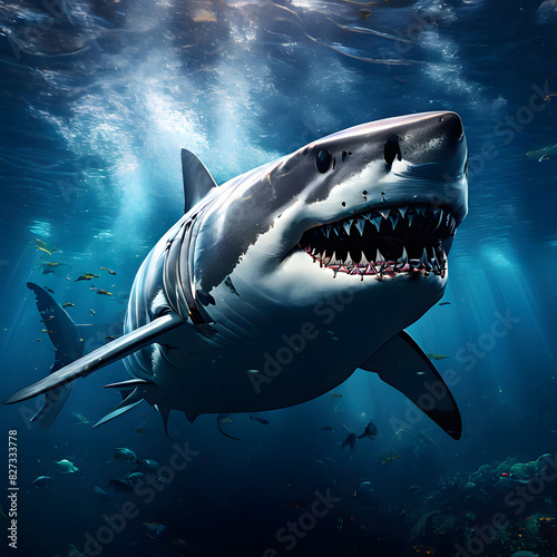 Dangerous great white shark   ai-generatet