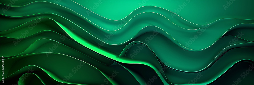 Obraz premium abstract green background with waves, green paper art, A green abstract background with wavy lines. for nature-themed designs, environmental concepts, or vibrant and modern digital art.green paper cu