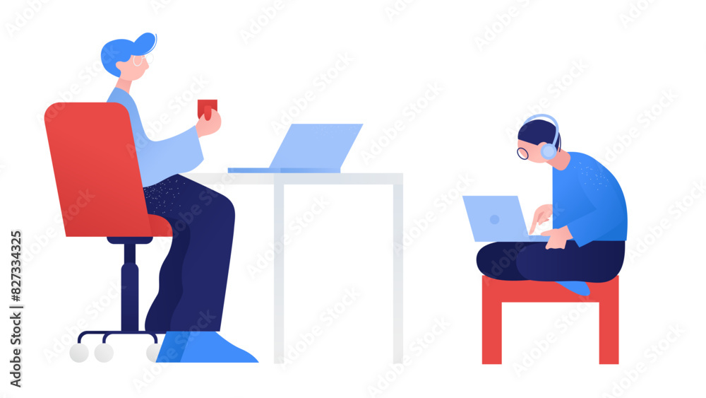 Coworking men using laptops Coworking men using laptops