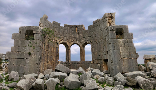 The ruin of Byzantine church is located in the Kayabasi in the northeast section of the Akoren Ancient City in Aladağ district of Adana province in Southern Turkey.  photo