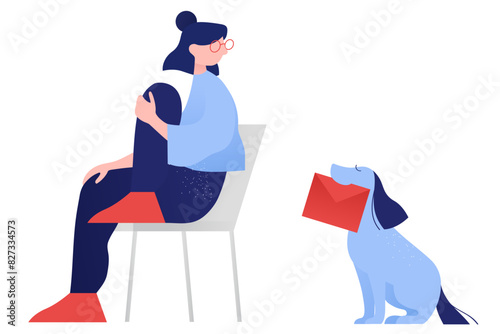 Dog carrying a letter in its mouth