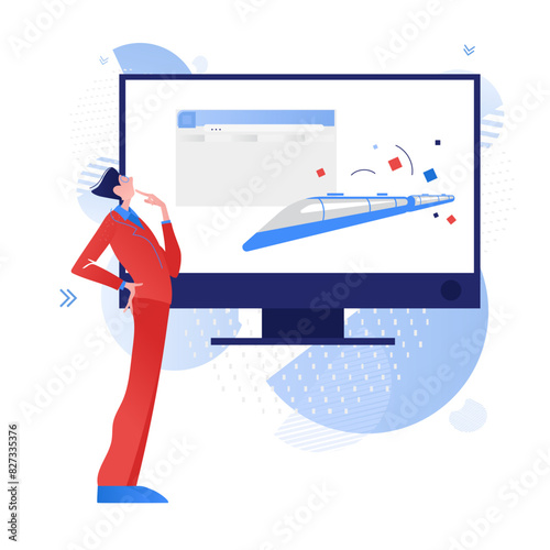 Man choosing a train ticket online
