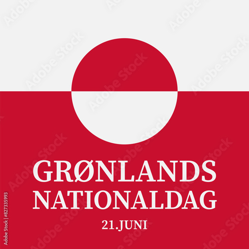 Greenland National Day typography poster in Danish language. Holiday celebration on June 5. Vector template for banner  flyer  greeting card  etc.