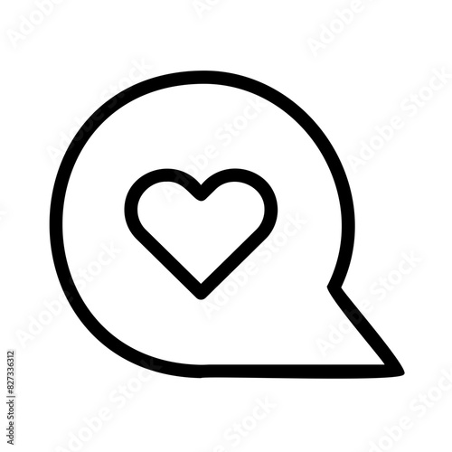 Circular Chat Bubble with Heart Outline Icon - Suitable for Web Page, Mobile App, UI, UX Design
