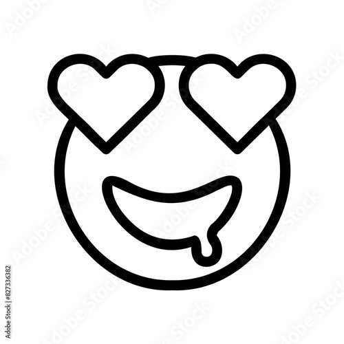 Joyful Heart-Eyed Face Outline Icon - Suitable for Web Page, Mobile App, UI, UX Design