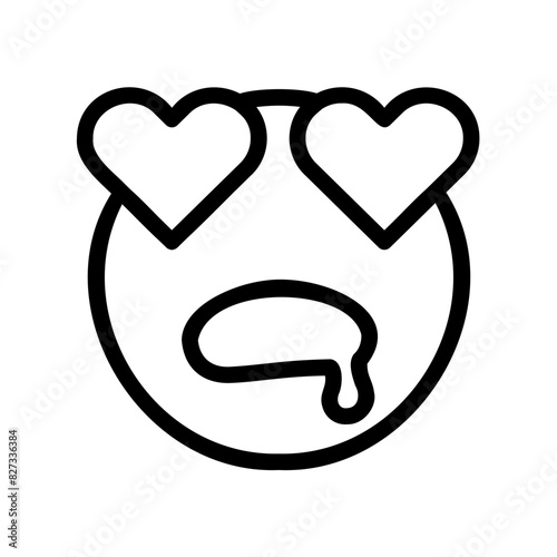Angry Heart-Eyed Face Outline Icon - Suitable for Web Page, Mobile App, UI, UX Design