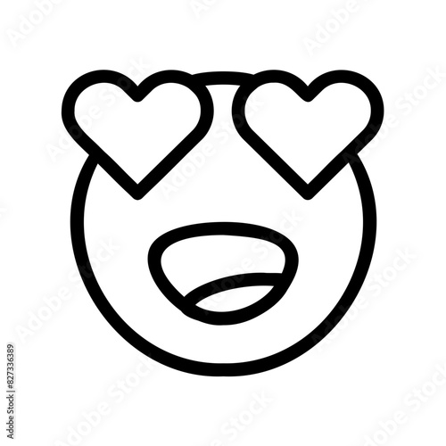 Heart-Eyed Face Outline Icon - Suitable for Web Page, Mobile App, UI, UX Design