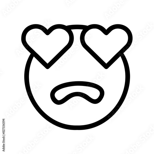 Heart-Eyed Face Outline Icon - Suitable for Web Page, Mobile App, UI, UX Design