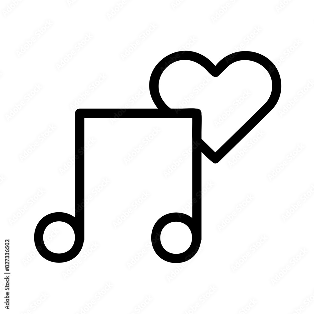 Heart Musical Note Outline Icon - Suitable for Web Page, Mobile App, UI, UX Design Heart Musical Note Outline Icon - Suitable for Web Page, Mobile App, UI, UX Design