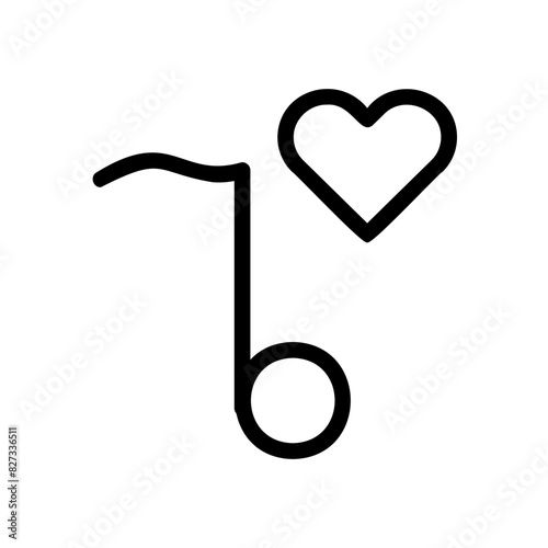 Heart Musical Note Outline Icon - Suitable for Web Page, Mobile App, UI, UX Design