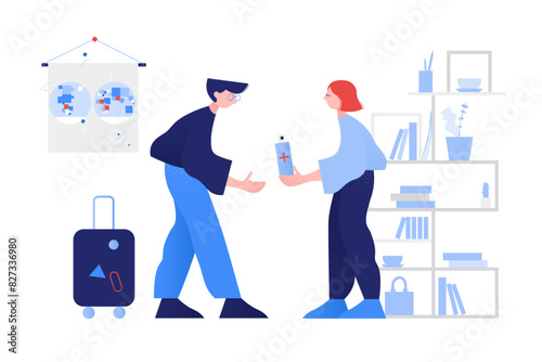 Using hand sanitizer