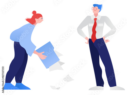 Woman dropping documents on the floor