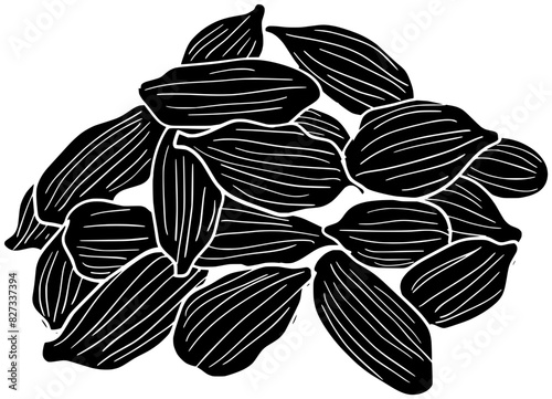 cardamom illustration food silhouette spice logo caraway icon kitchen outline ingredient natural rosemary anise cumin nutmeg ginger basil seed shape dill engraved garlic for vector graphic background