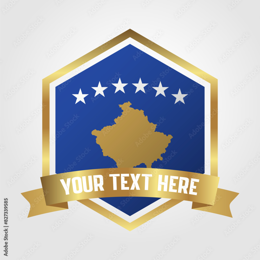 Naklejka premium Golden Luxury Kosovo Label Vector Illustration