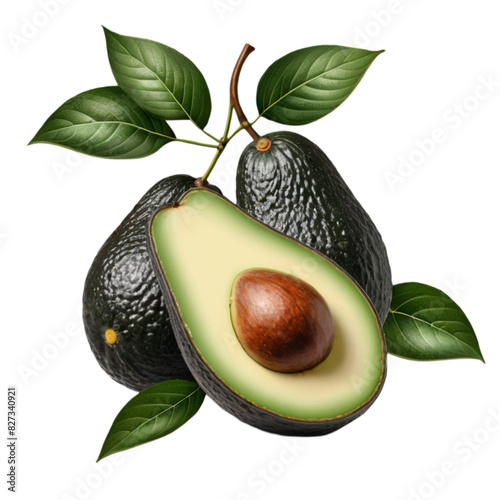 avocado isolated on transparent background, old botanical style
