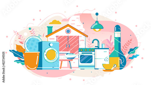 Cozy Modern Kitchen Interior Design Illustration