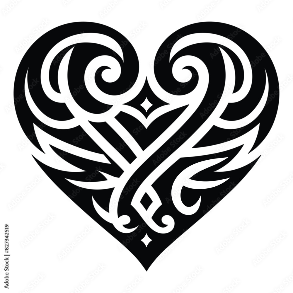 Heart love symbol tribal stencil tattoo design concept Heart love symbol tribal stencil tattoo design concept