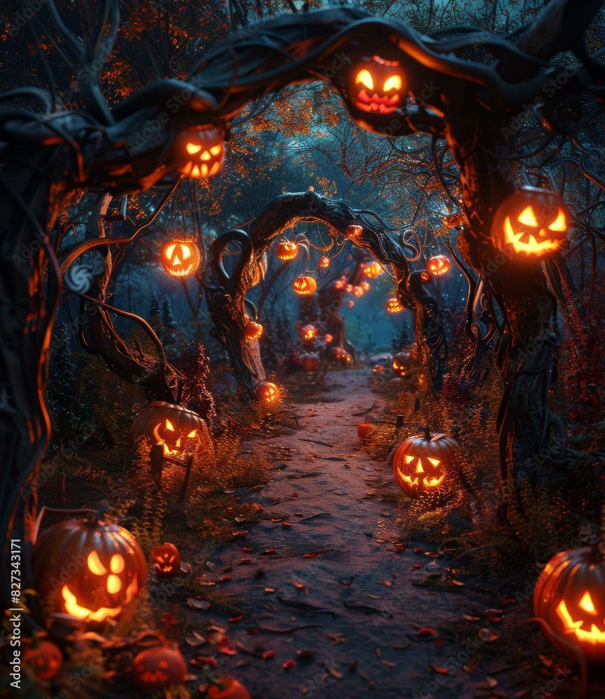 Halloween Jack-o-lantern in the woods Halloween Jack-o-lantern in the woods
