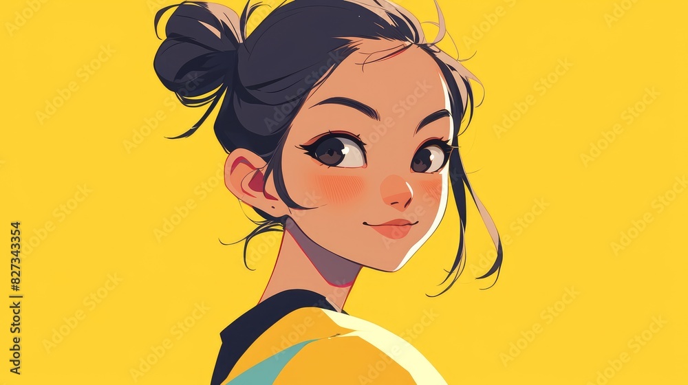 An Asian teenager in a lively cartoon cartoon style An Asian teenager in a lively cartoon cartoon style