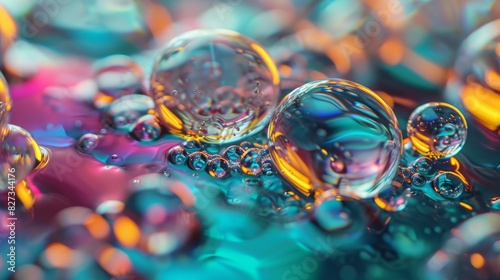 Macro shot of colorful wate...