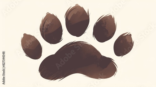 2d illustration of an isolated silhouette of an animal s paw print resembling that of a dog photo