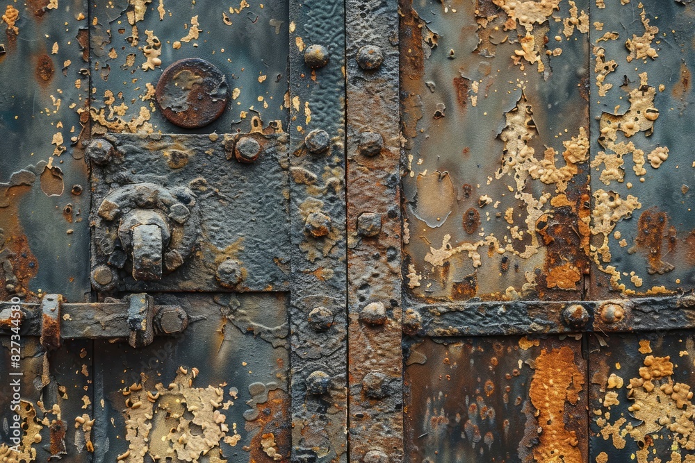 the surface of the iron door is starting to become rusty - generative ai the surface of the iron door is starting to become rusty - generative ai