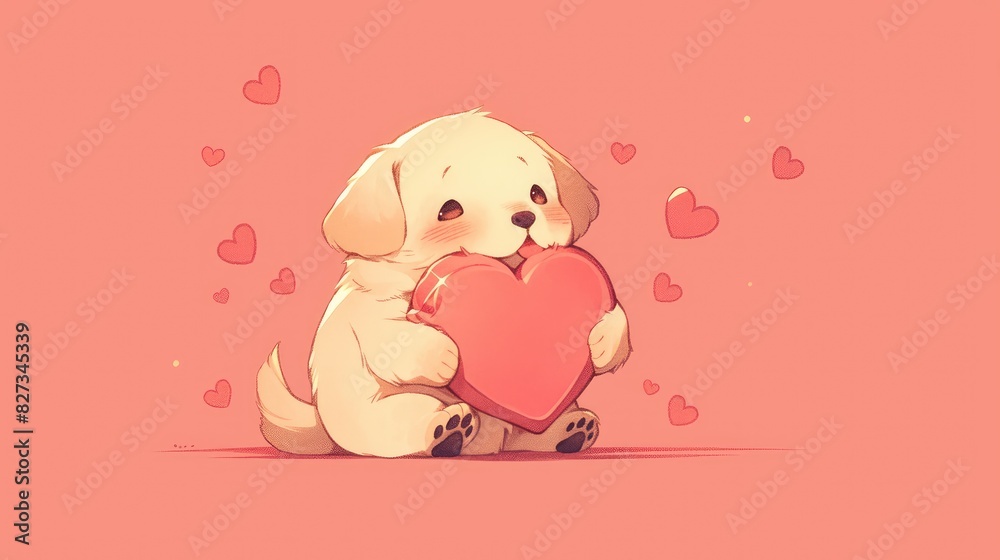 A delightful image emerges in the mind a cute puppy playfully cradling a heart in its tiny paws