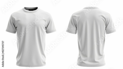 Blank white male t-shirt, template for your design mockup. Front and back view. © Artlana