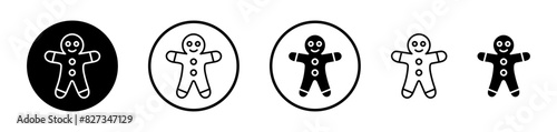 Gingerbread man icon collection. Christmas cookie man shape vector icon.