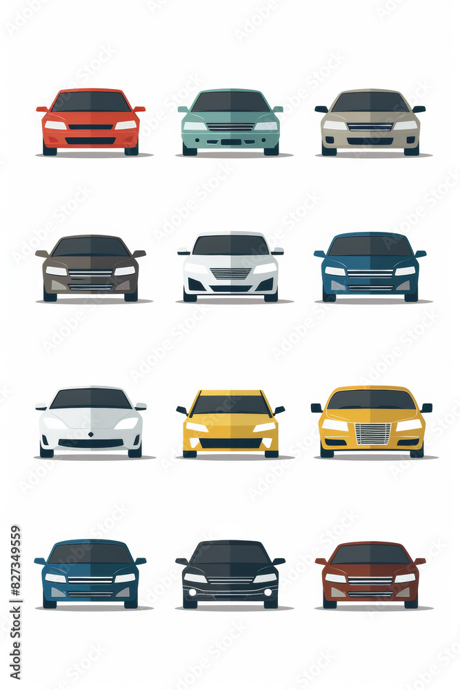 Simple icons of car, white background 