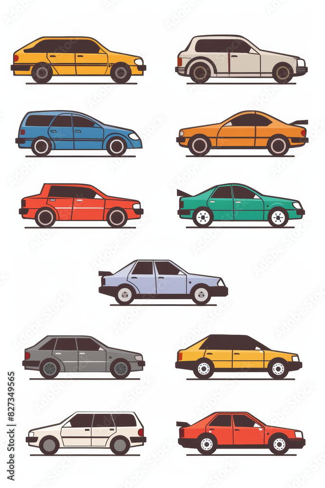Simple icons of car, white background 
